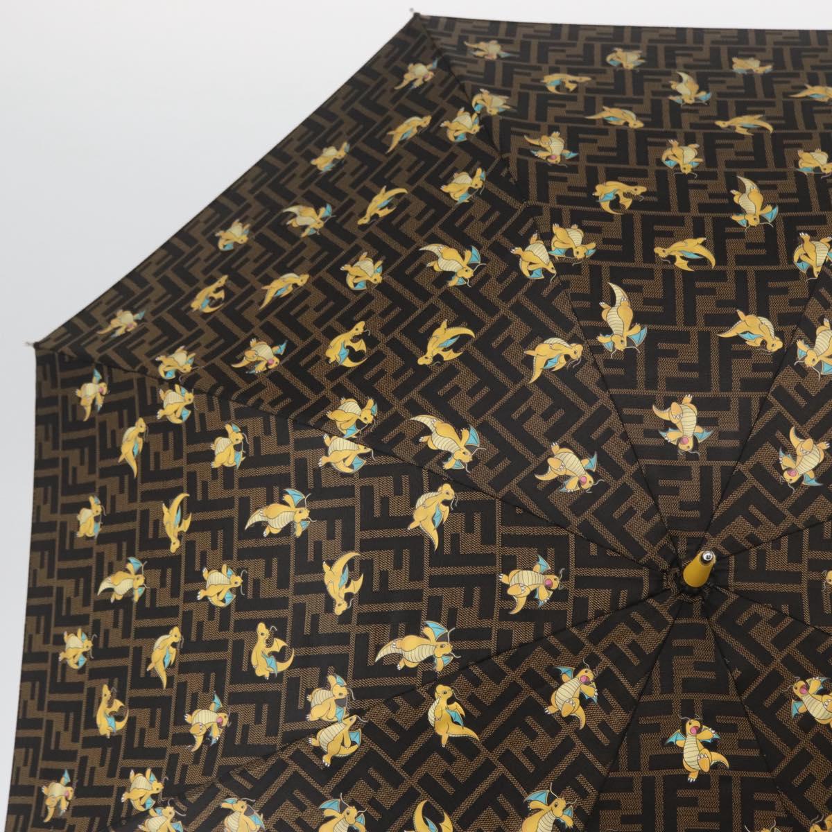FENDI x FRGMT x POKテ窺ON Zucca Canvas Dragonfly Umbrella Black Auth 166950SM