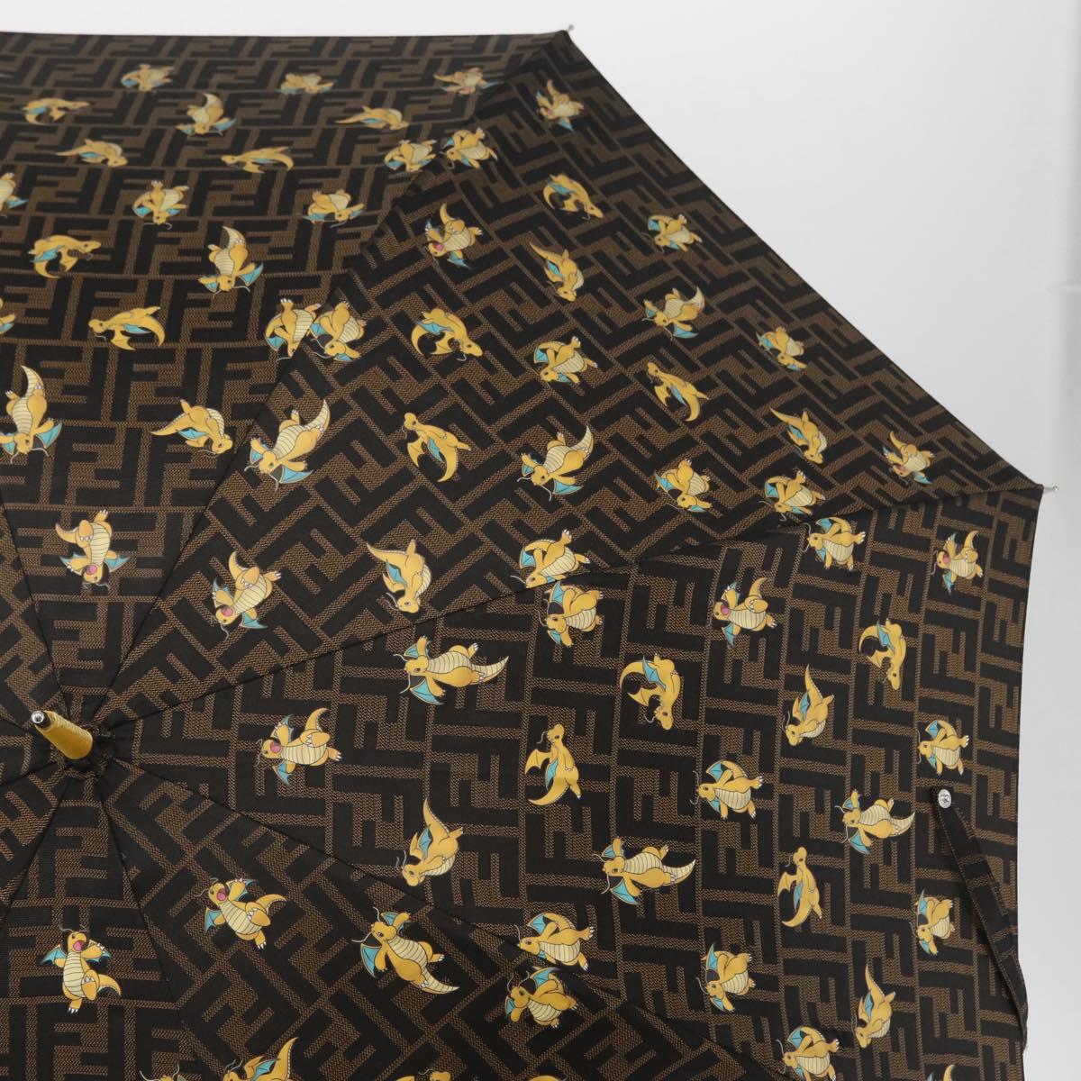 FENDI x FRGMT x POKテ窺ON Zucca Canvas Dragonfly Umbrella Black Auth 166950SM