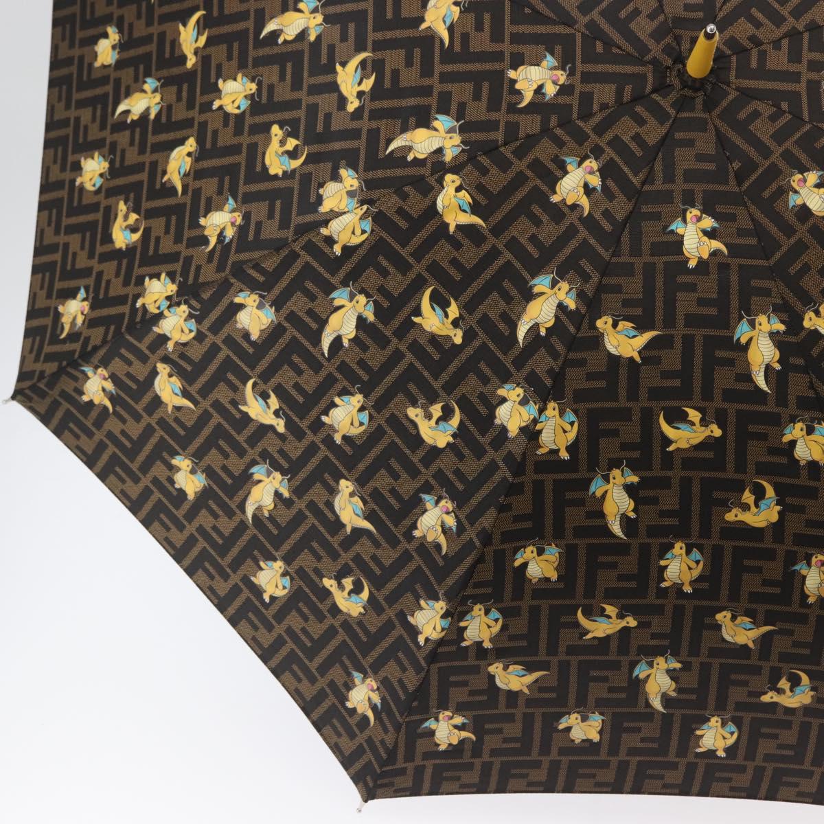 FENDI x FRGMT x POKテ窺ON Zucca Canvas Dragonfly Umbrella Black Auth 166950SM