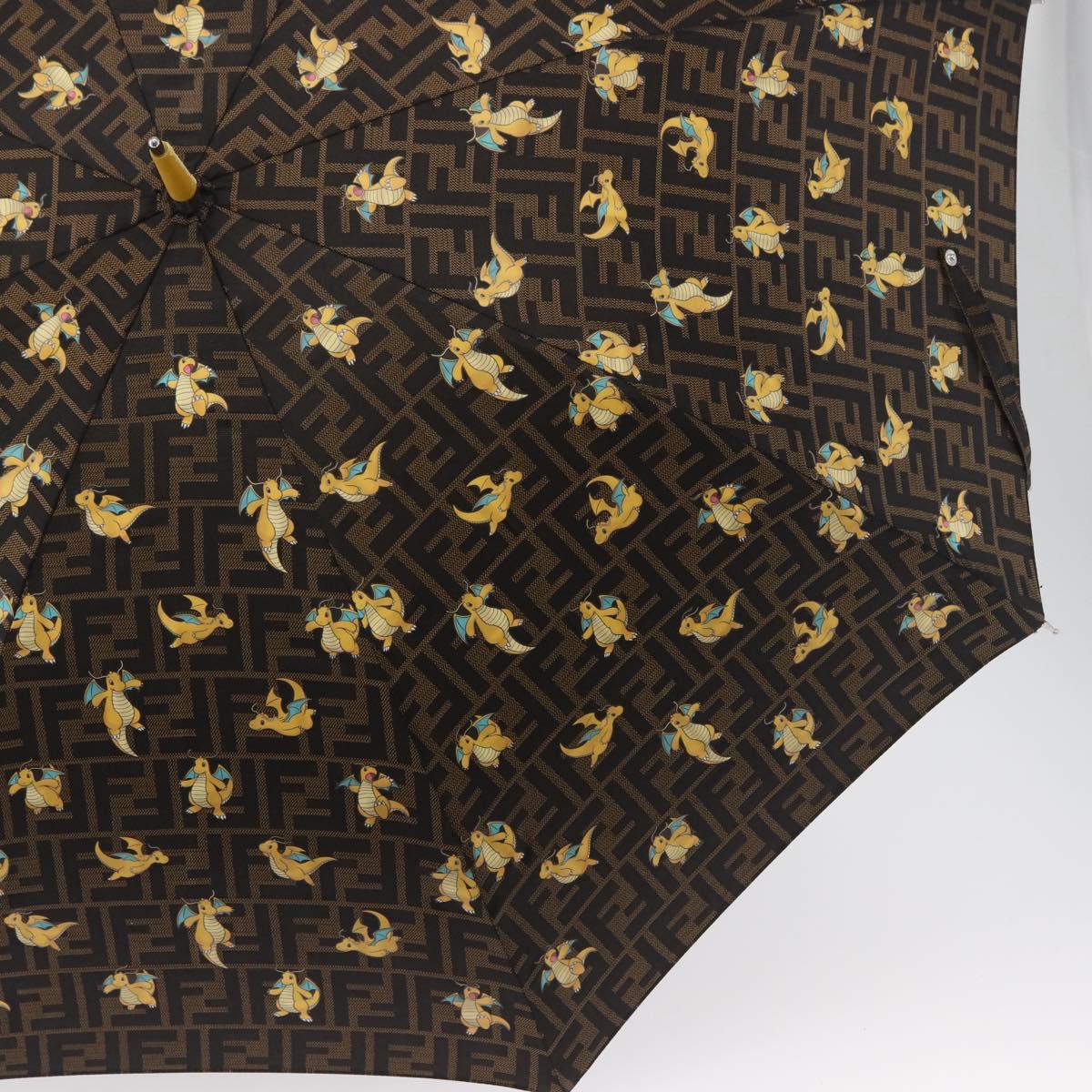 FENDI x FRGMT x POKテ窺ON Zucca Canvas Dragonfly Umbrella Black Auth 166950SM