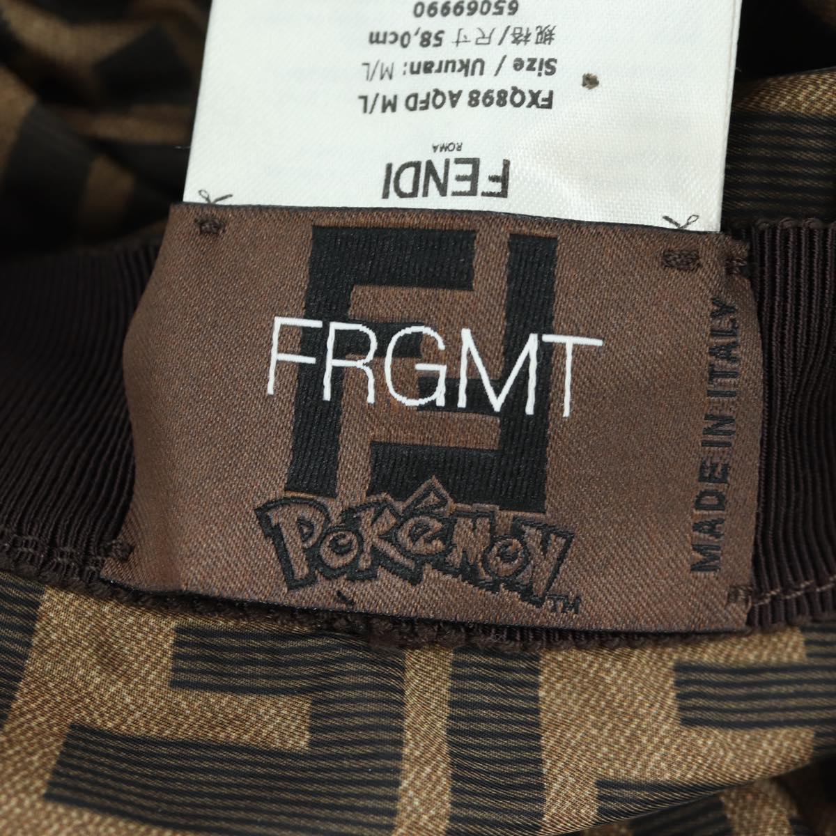 FENDI Zucca Canvas Bucket FENDIxFRGMTxPOKEMON Hat Black Brown Auth 166953SM