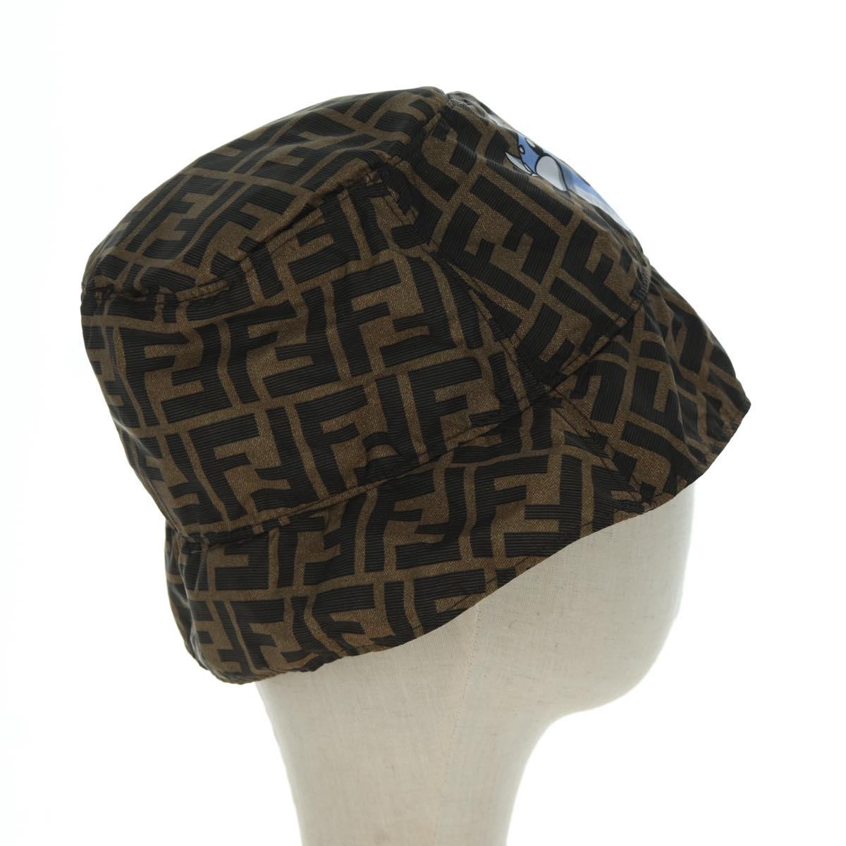 FENDI Zucca Canvas Bucket FENDIxFRGMTxPOKEMON Hat Black Brown Auth 166953SM