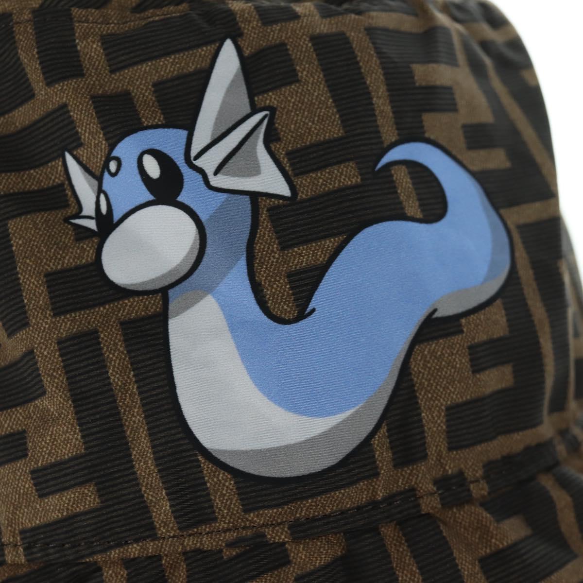 FENDI Zucca Canvas Bucket FENDIxFRGMTxPOKEMON Hat Black Brown Auth 166953SM