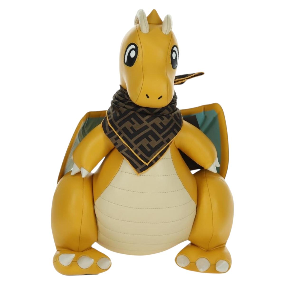 FENDI FENDI x FRGMT x POKテ窺ON Dragonite Stuffed Leather Yellow Auth 166958SM