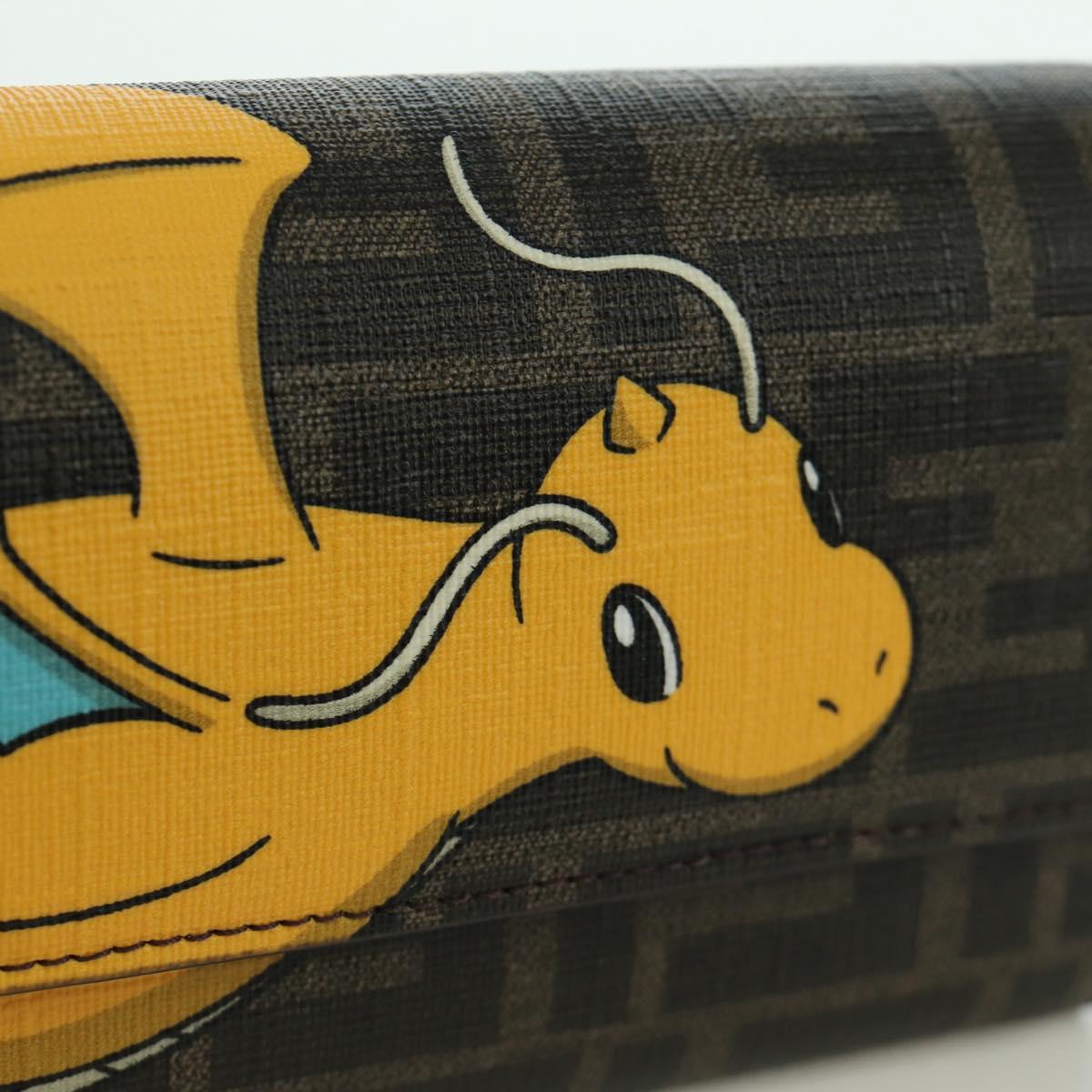 FENDI xFRGMTxPOKEMON Zucca Canvas Chain Wallet Dragon Bag Black Auth 166959SM