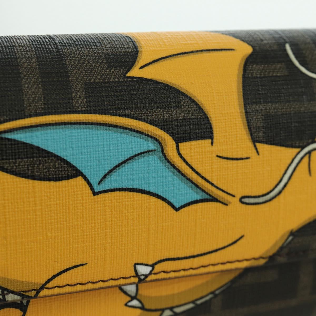 FENDI xFRGMTxPOKEMON Zucca Canvas Chain Wallet Dragon Bag Black Auth 166959SM
