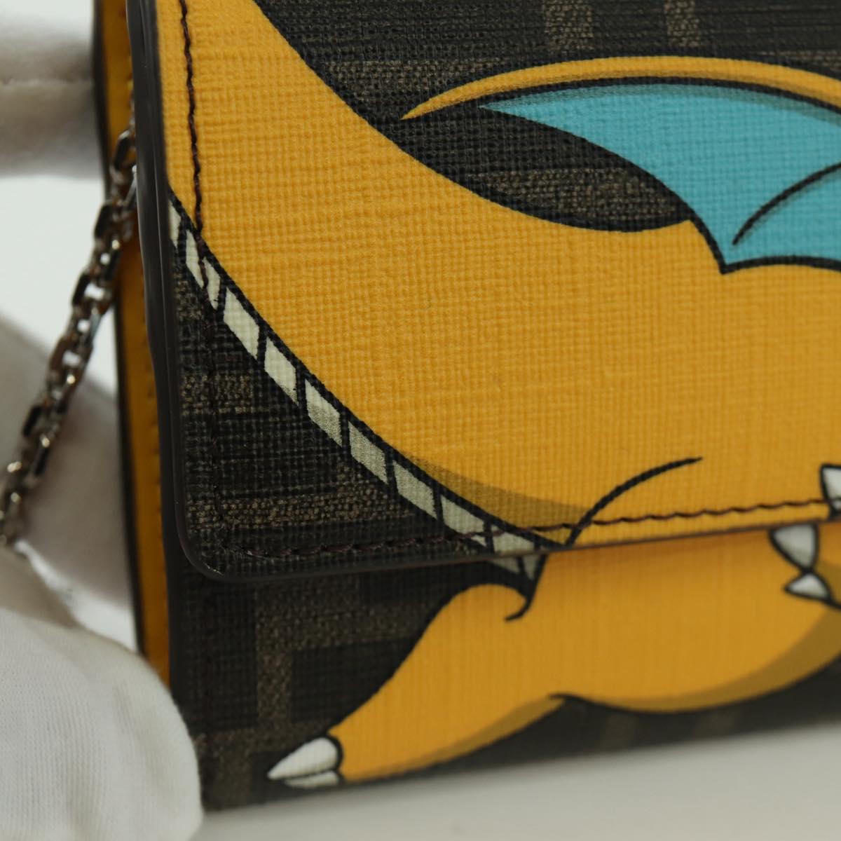 FENDI xFRGMTxPOKEMON Zucca Canvas Chain Wallet Dragon Bag Black Auth 166959SM
