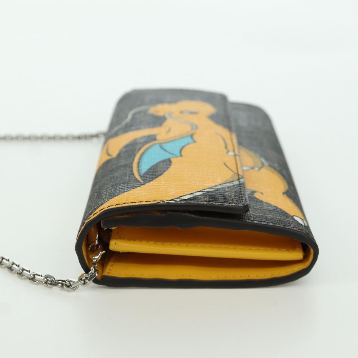 FENDI xFRGMTxPOKEMON Zucca Canvas Chain Wallet Dragon Bag Black Auth 166959SM
