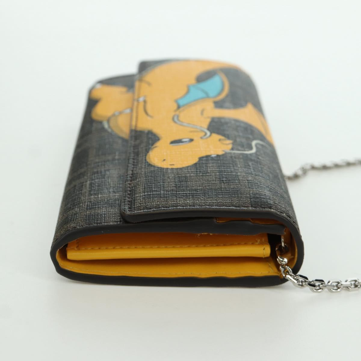 FENDI xFRGMTxPOKEMON Zucca Canvas Chain Wallet Dragon Bag Black Auth 166959SM