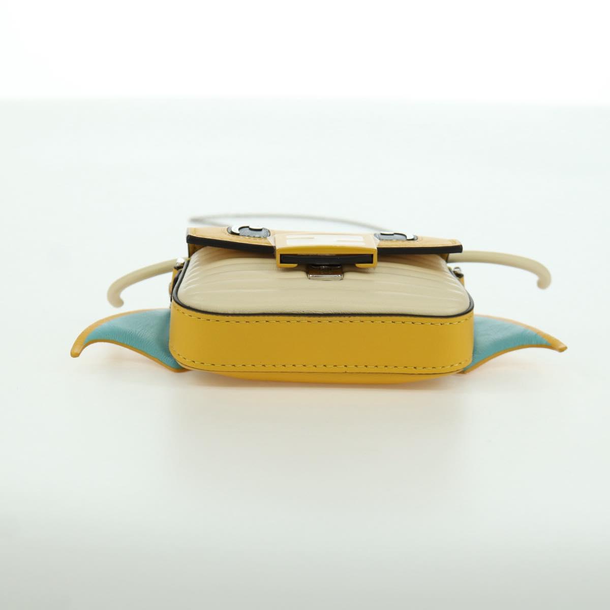 FENDI x FRGMT x POKテ窺ON Nano Bucket Dragon Bag Leather Yellow Auth 166960SM