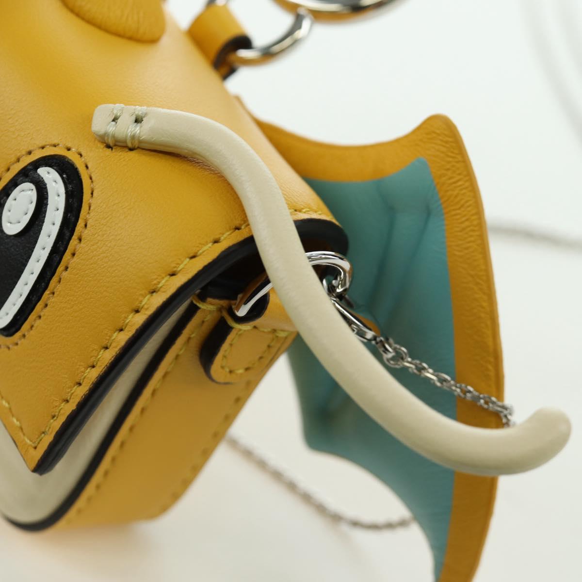 FENDI x FRGMT x POKテ窺ON Nano Bucket Dragon Bag Leather Yellow Auth 166960SM