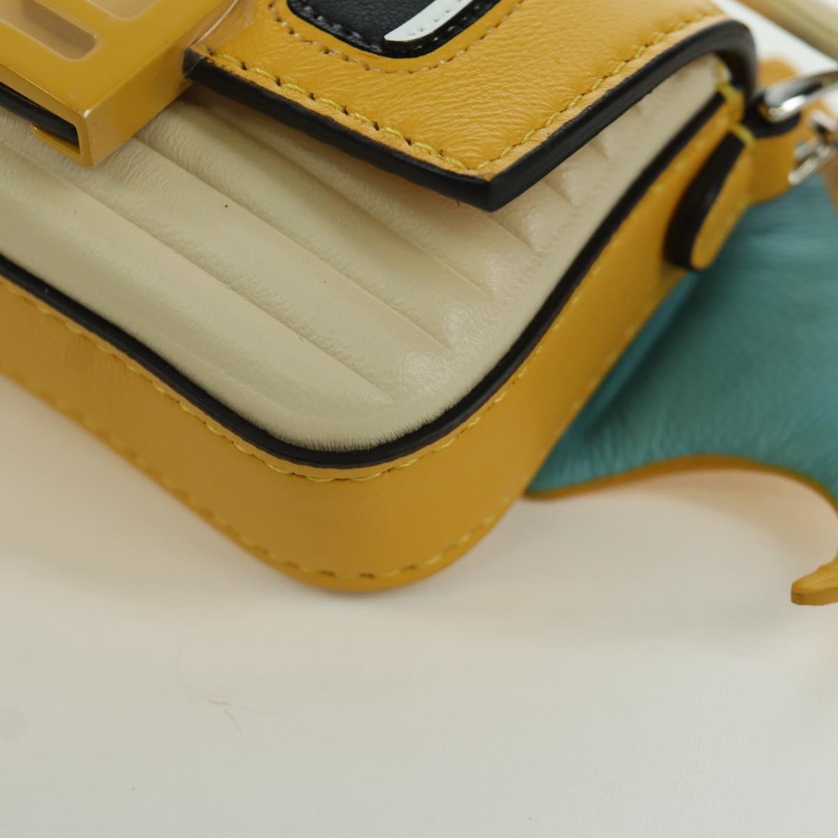 FENDI x FRGMT x POKテ窺ON Nano Bucket Dragon Bag Leather Yellow Auth 166961SM
