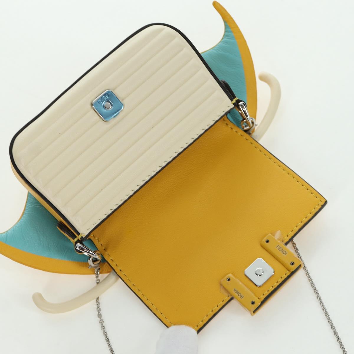 FENDI x FRGMT x POKテ窺ON Nano Bucket Dragon Bag Leather Yellow Auth 166961SM
