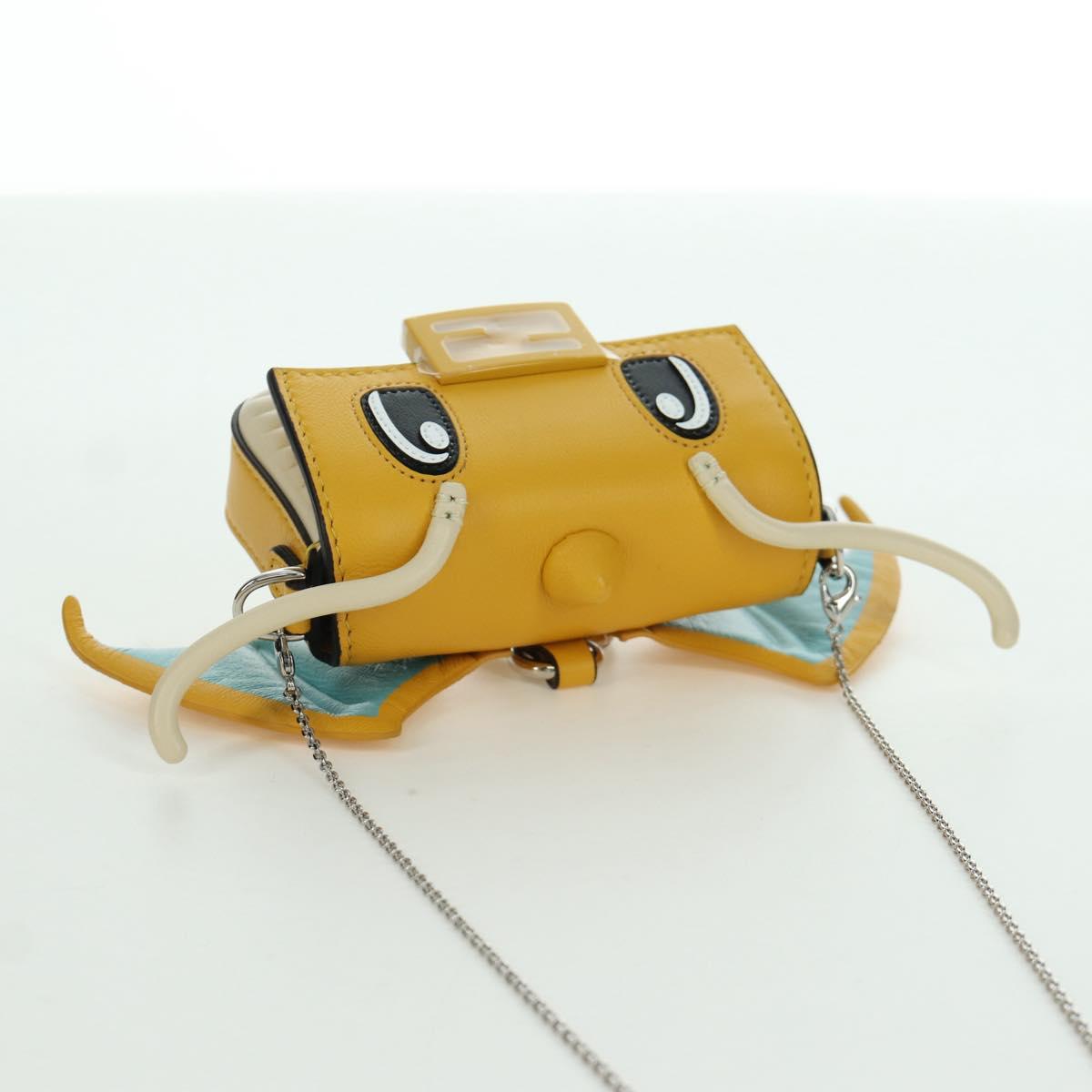 FENDI x FRGMT x POKテ窺ON Nano Bucket Dragon Bag Leather Yellow Auth 166961SM