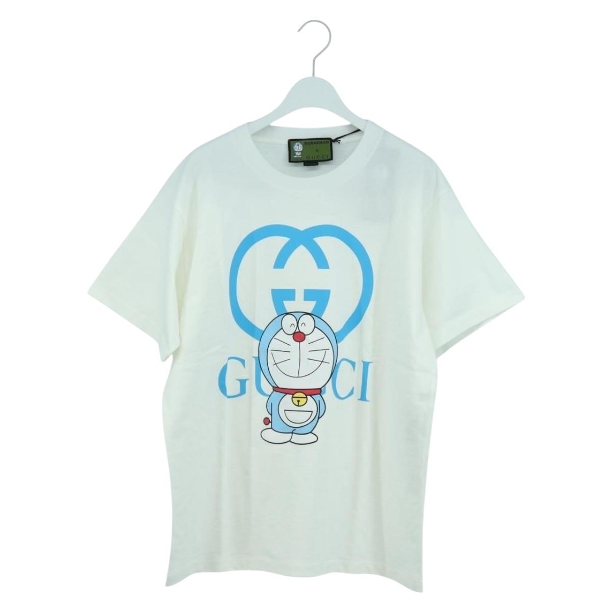 GUCCI GUCCI テ Doraemon Short Sleeved T Shirt Cotton Blue White Auth 166963SM