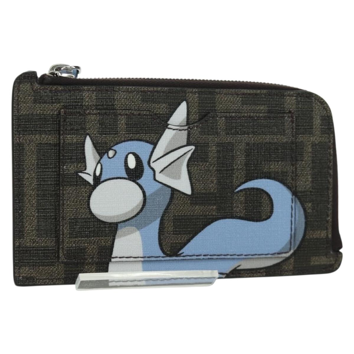 FENDI x FRGMT x POKテ窺ON Zucca Canvas Dratini Coin Purse Light Blue Auth 166964SM