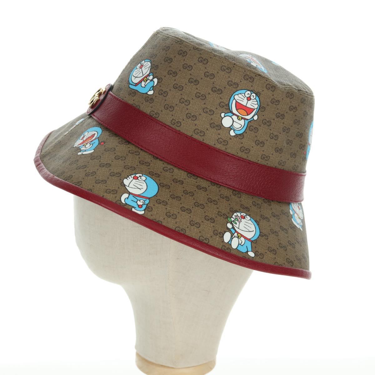 GUCCI x Doraemon Micro GG Supreme Doraemon Bucket Hat Brown Auth 166970SM