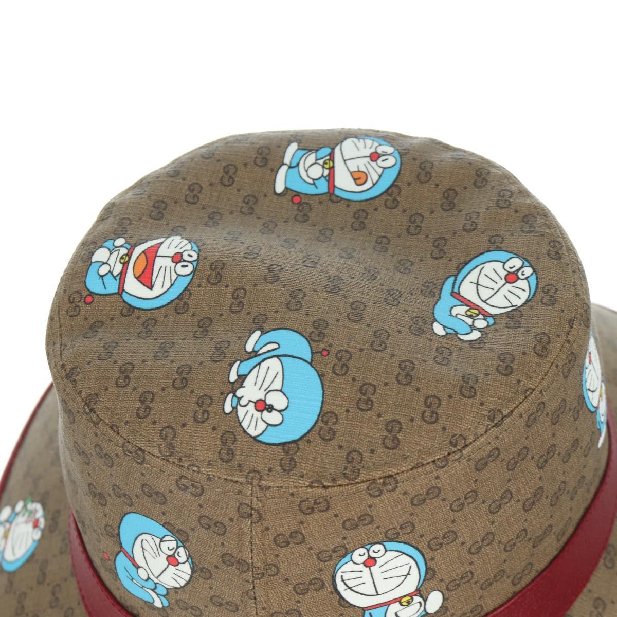GUCCI x Doraemon Micro GG Supreme Doraemon Bucket Hat Brown Auth 166970SM