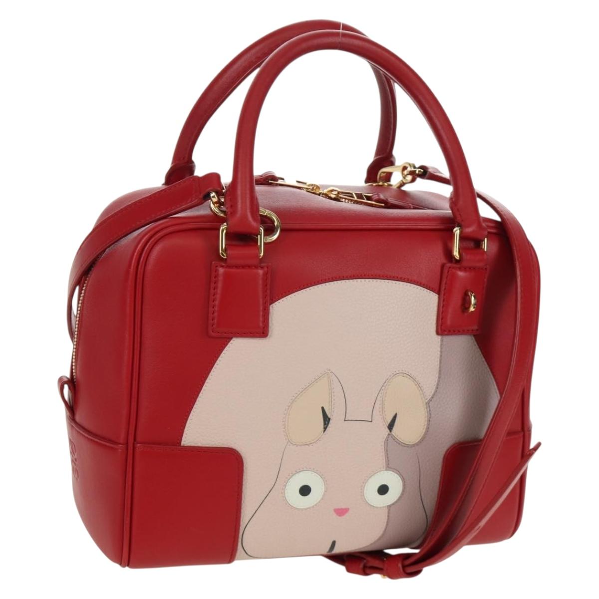 LOEWE テ Studio Ghibli Spirited Away Amazona 21 Bag Leather Red Auth 166973SM