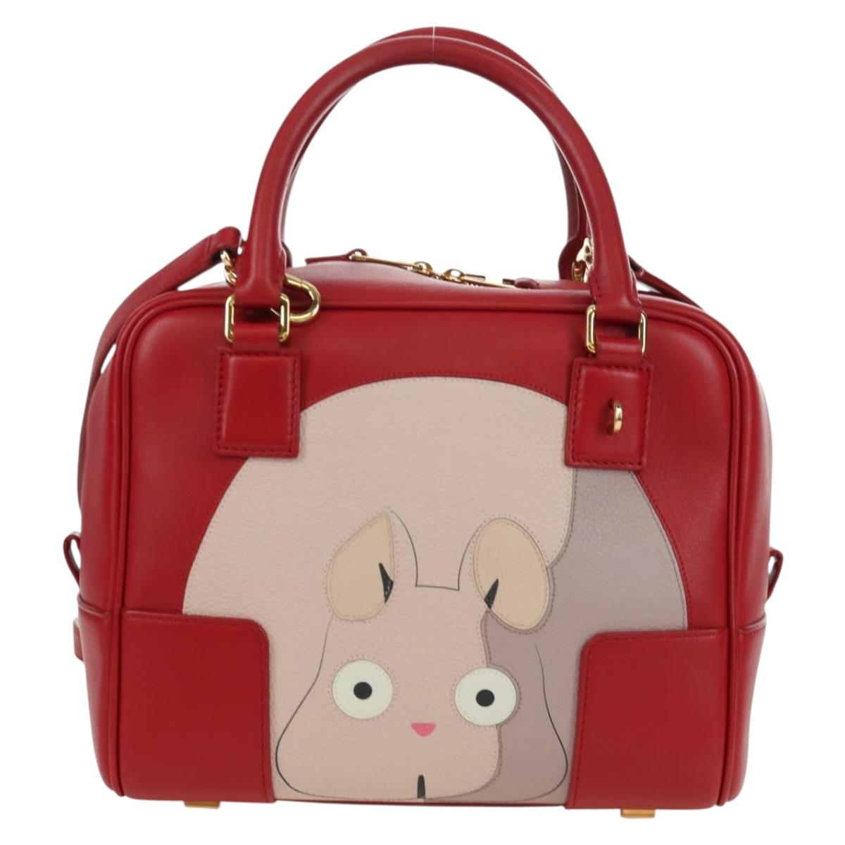 LOEWE テ Studio Ghibli Spirited Away Amazona 21 Bag Leather Red Auth 166973SM