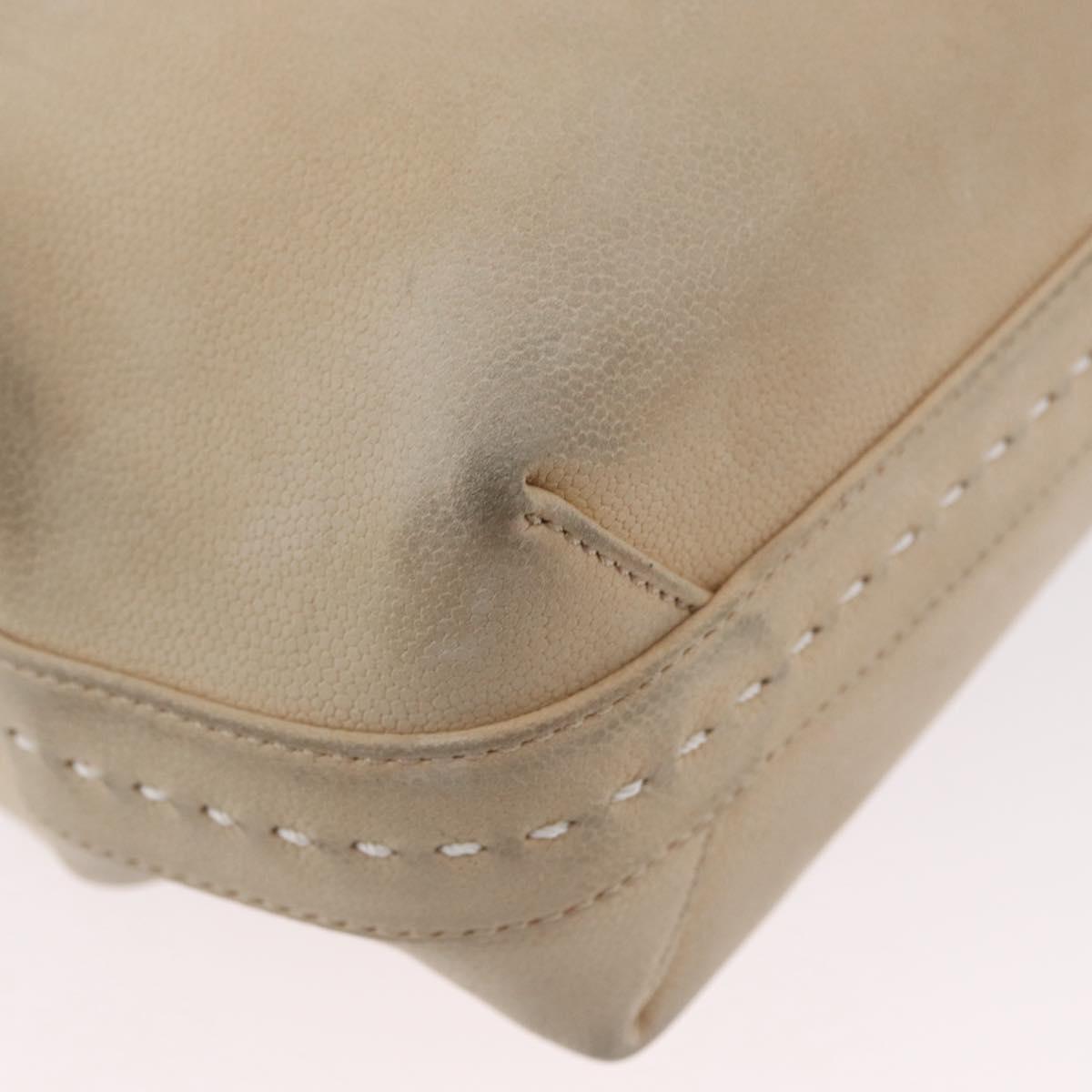 CELINE Hand Bag Leather 2way Beige Gold Auth 166991