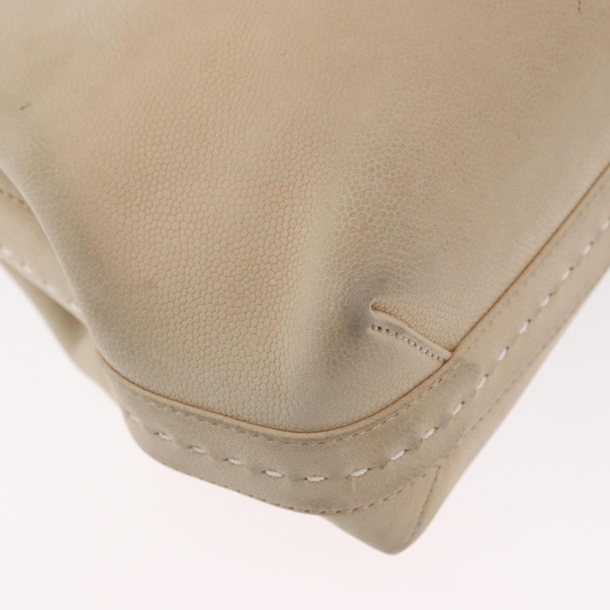 CELINE Hand Bag Leather 2way Beige Gold Auth 166991