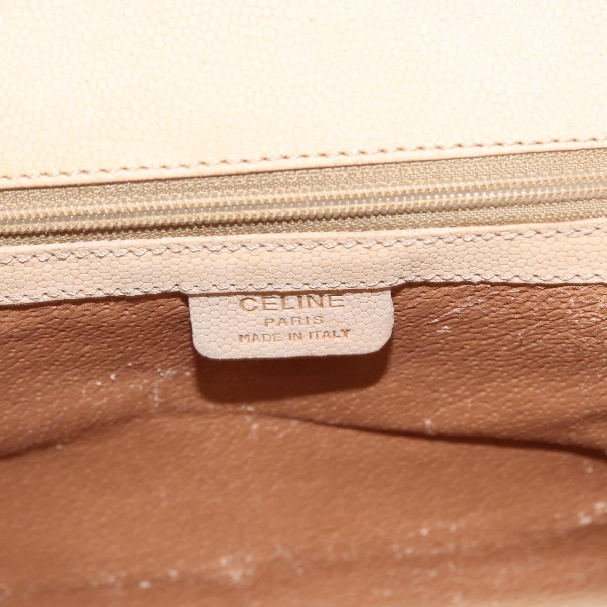 CELINE Hand Bag Leather 2way Beige Gold Auth 166991