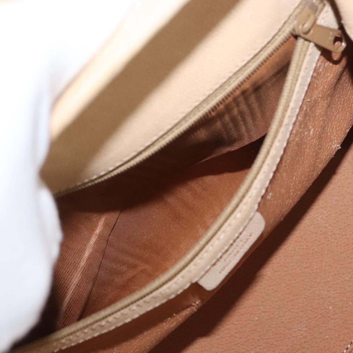 CELINE Hand Bag Leather 2way Beige Gold Auth 166991