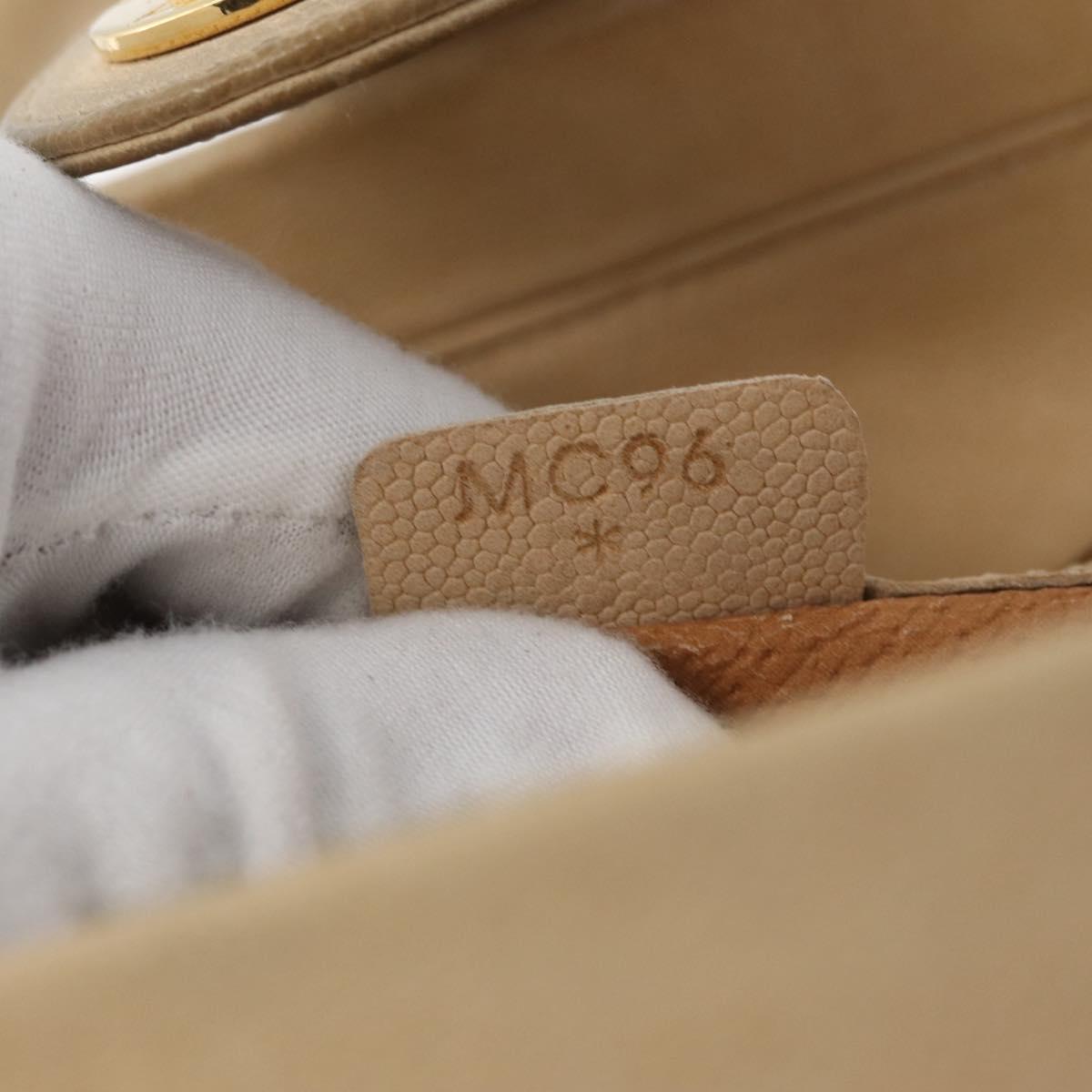 CELINE Hand Bag Leather 2way Beige Gold Auth 166991