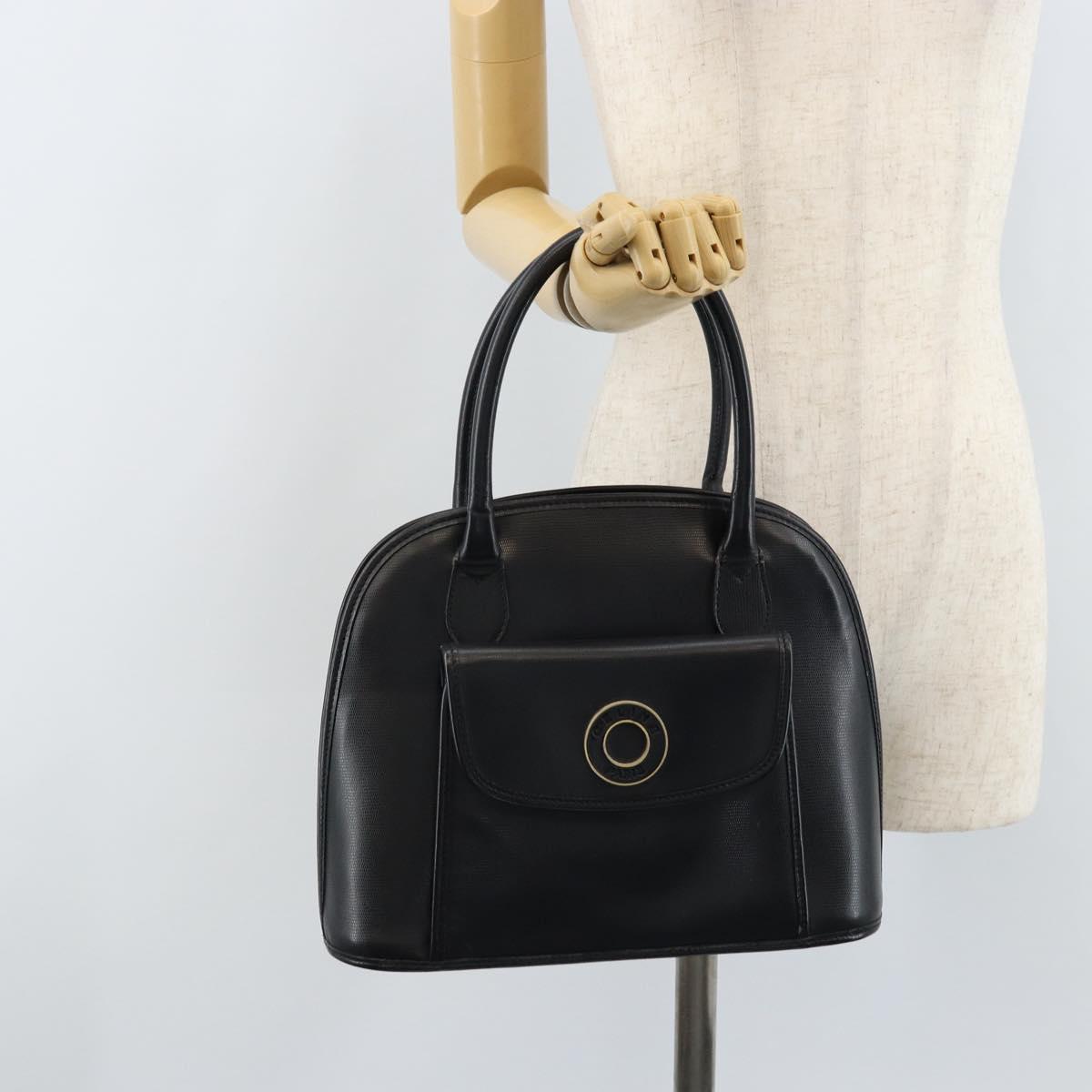 CELINE Hand Bag Leather Black Gold Auth 166992