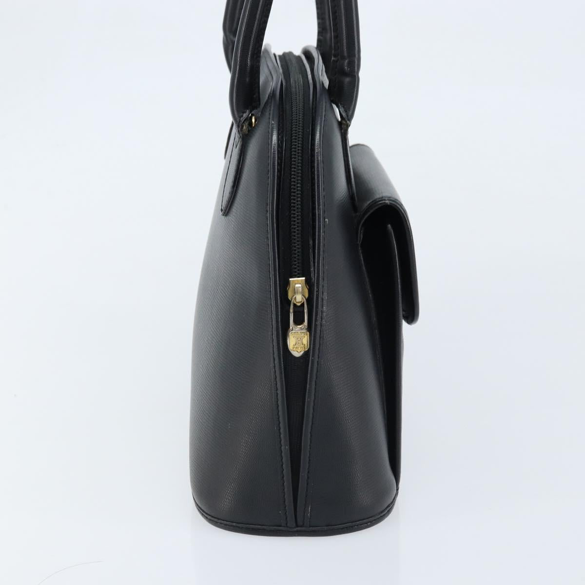 CELINE Hand Bag Leather Black Gold Auth 166992
