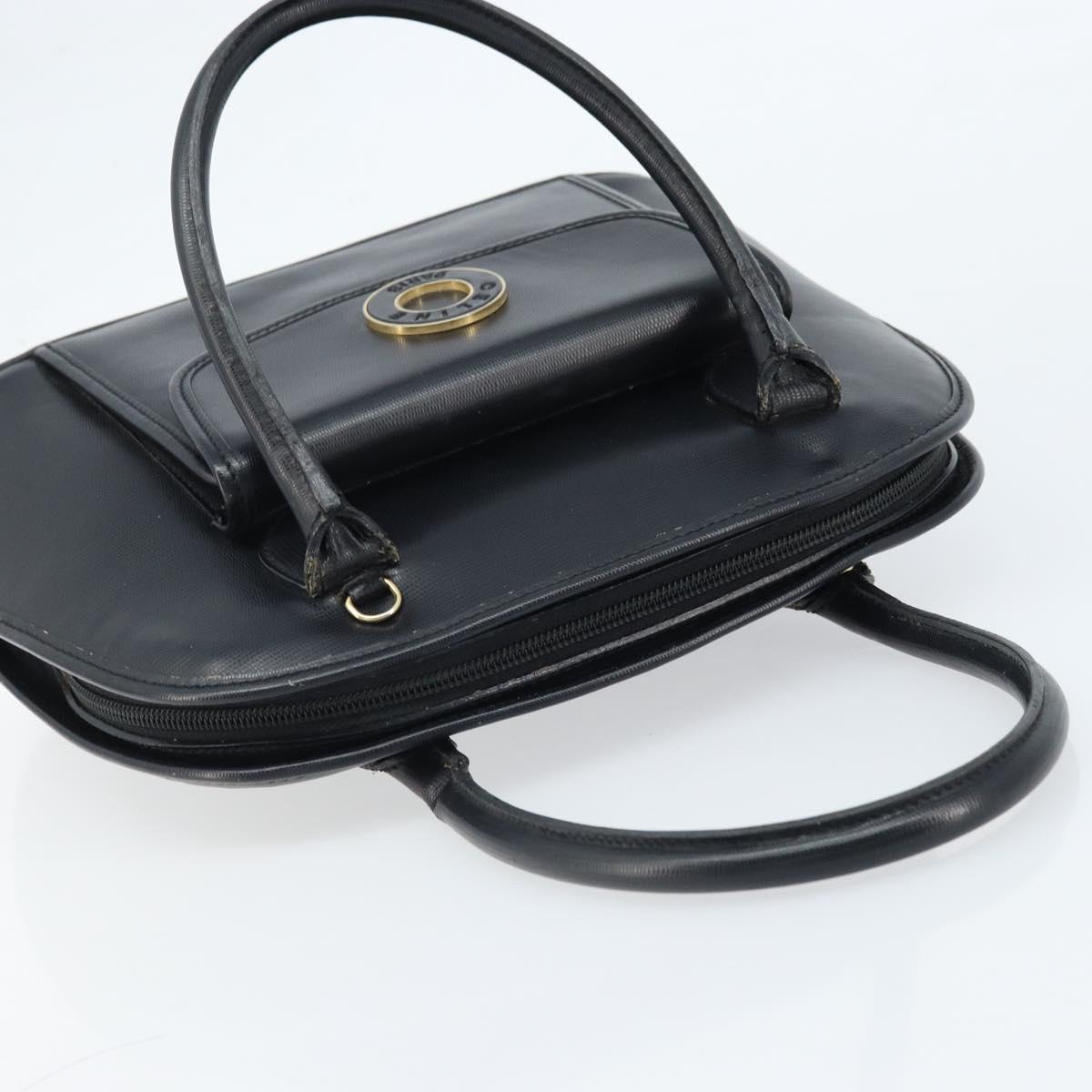 CELINE Hand Bag Leather Black Gold Auth 166992