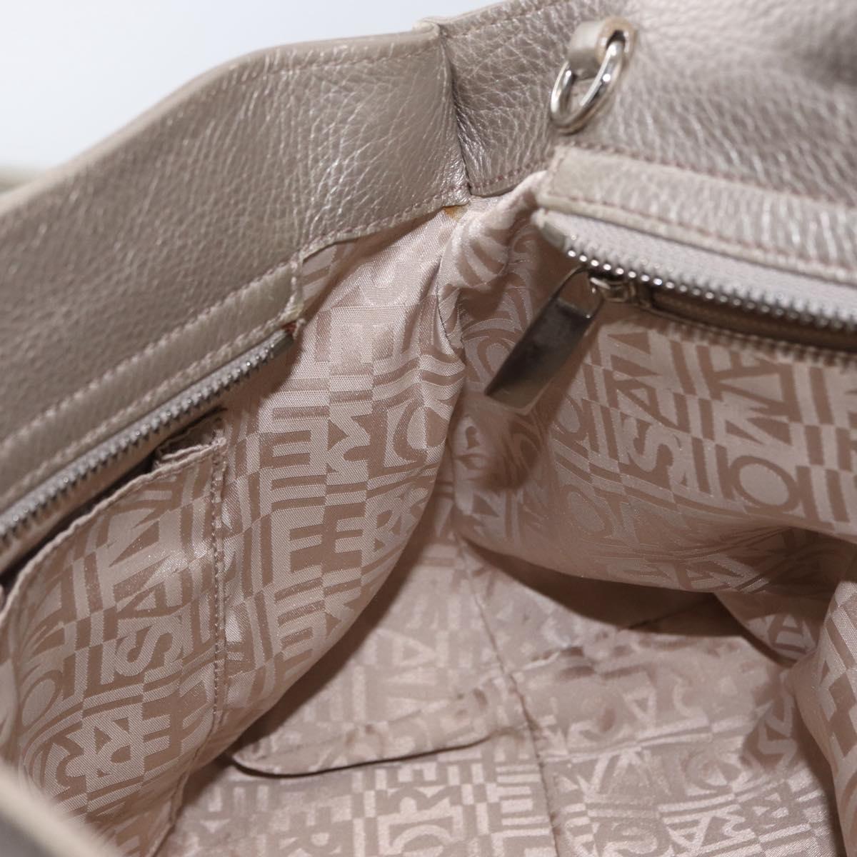 Salvatore Ferragamo Gancini Sofia Hand Bag Leather Beige Silver Auth 166994A