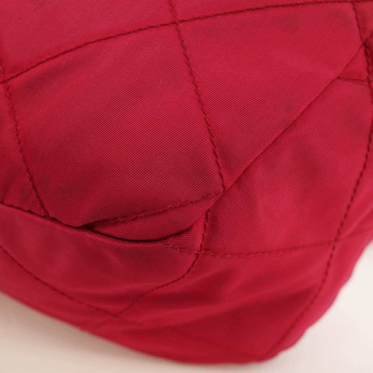 PRADA Chain Shoulder Bag Nylon Pink Gold Auth 166995A