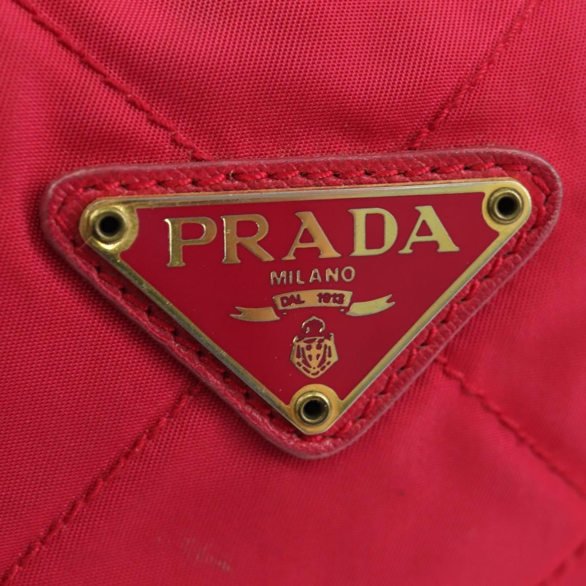 PRADA Chain Shoulder Bag Nylon Pink Gold Auth 166995A