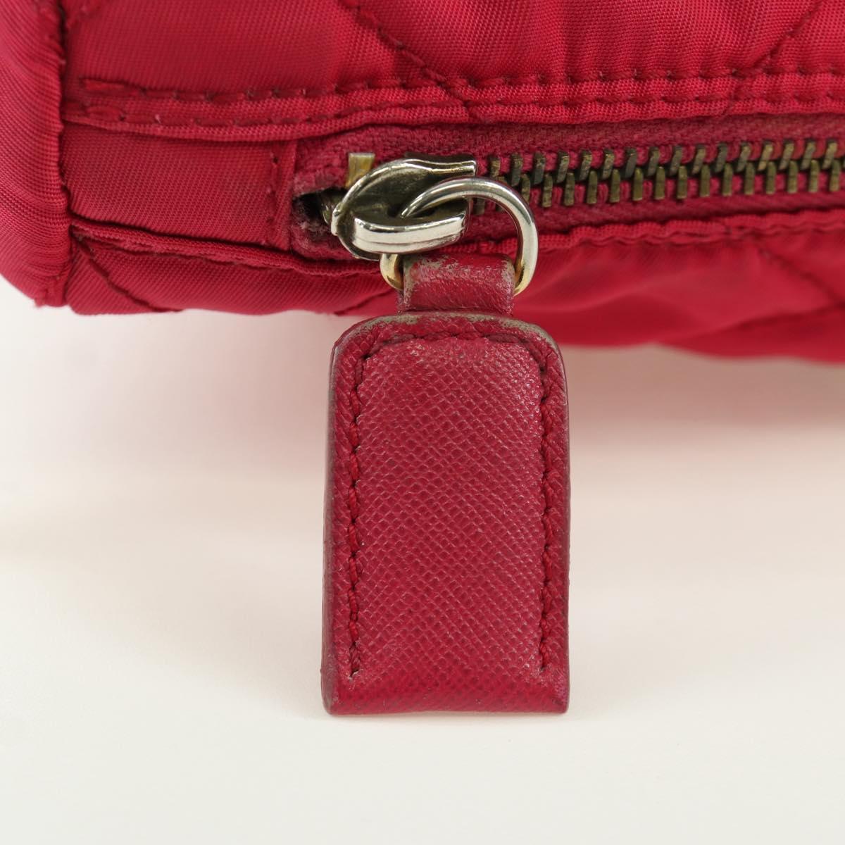 PRADA Chain Shoulder Bag Nylon Pink Gold Auth 166995A