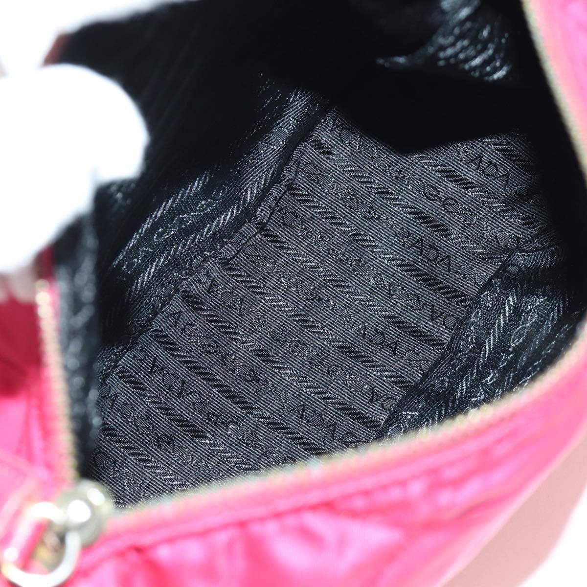 PRADA Chain Shoulder Bag Nylon Pink Gold Auth 166995A