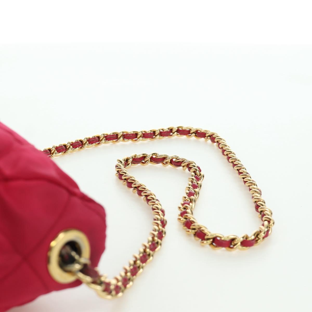 PRADA Chain Shoulder Bag Nylon Pink Gold Auth 166995A