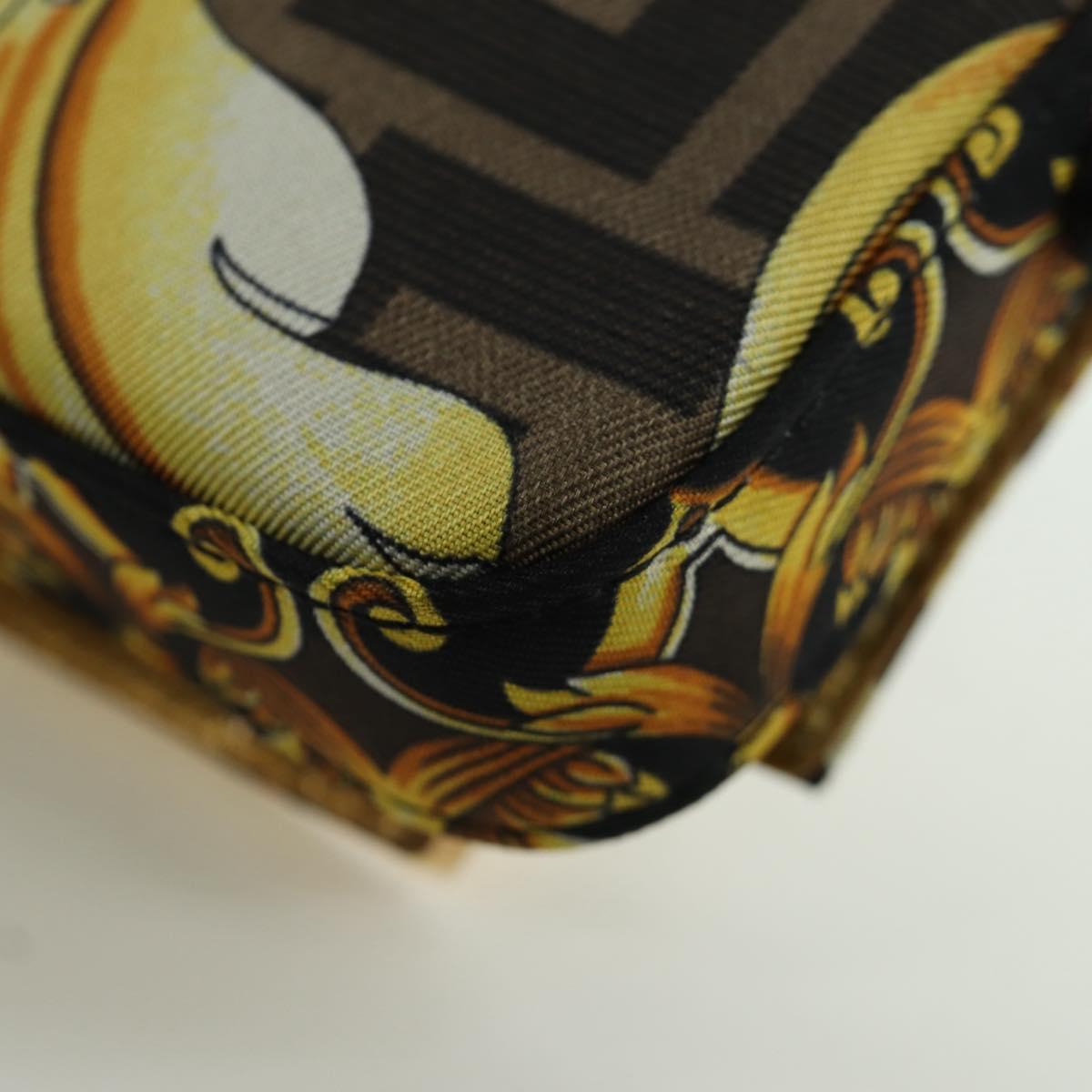 FENDI テ VERSACE FENDACE Mamma Baguette Pouch Nylon Black Gold Tone Auth 166998SM