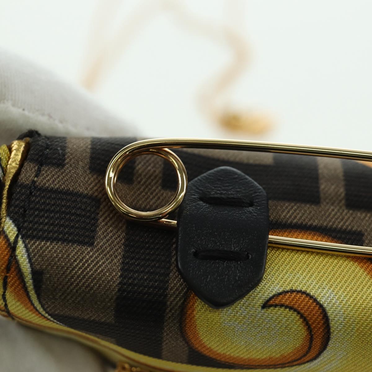 FENDI テ VERSACE FENDACE Mamma Baguette Pouch Nylon Black Gold Tone Auth 166998SM