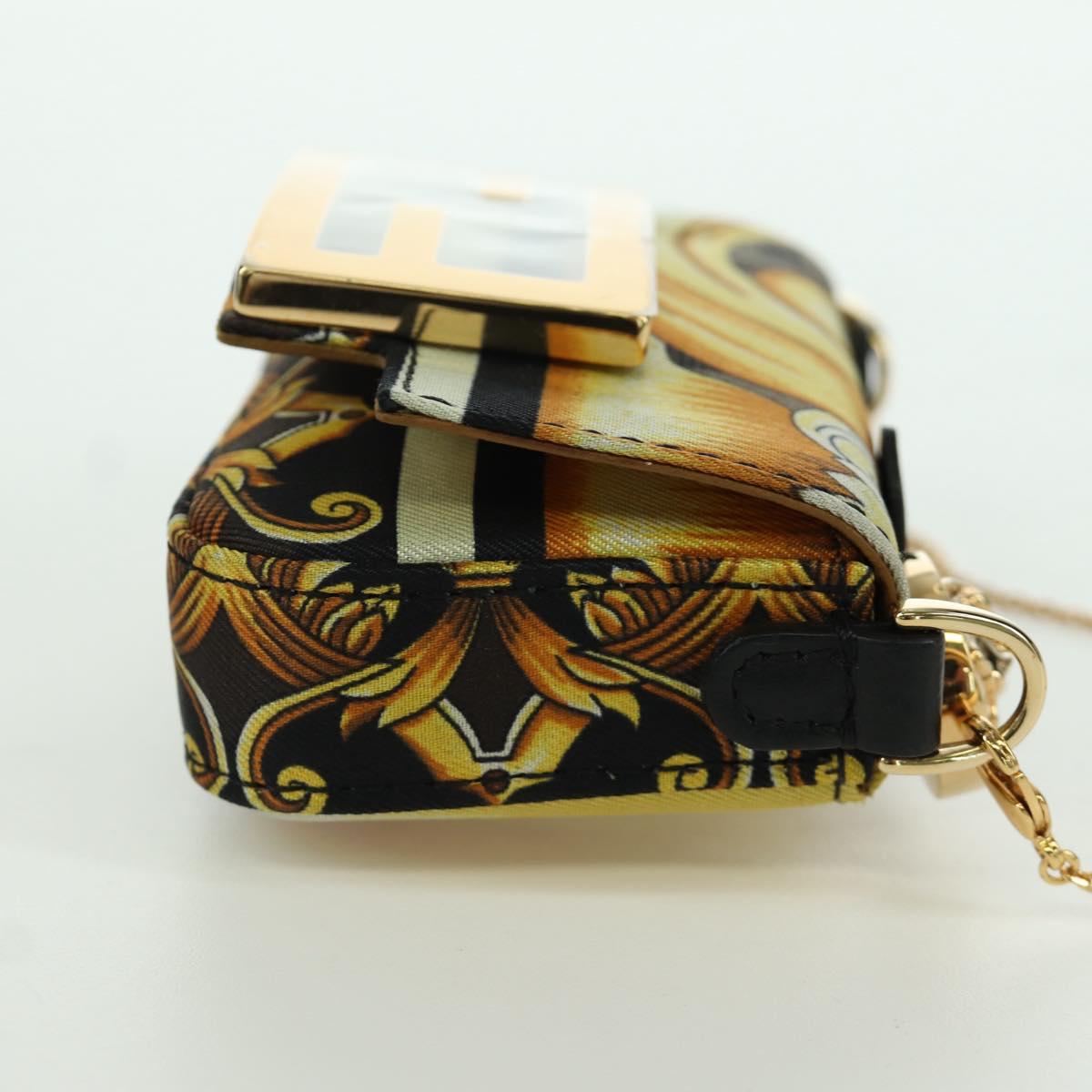 FENDI テ VERSACE FENDACE Mamma Baguette Pouch Nylon Black Gold Tone Auth 166998SM