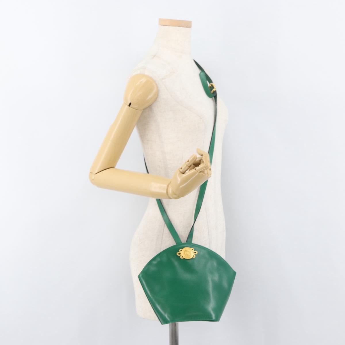 Salvatore Ferragamo Shoulder Bag Leather Green Gold Auth 167004A