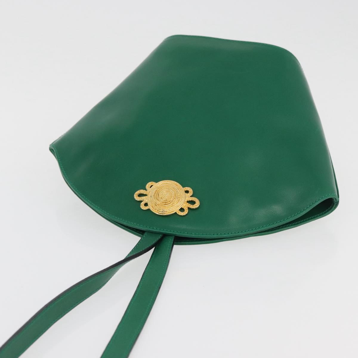 Salvatore Ferragamo Shoulder Bag Leather Green Gold Auth 167004A