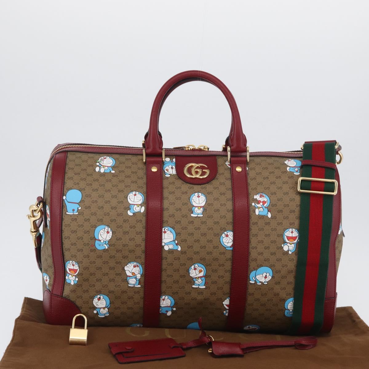 GUCCI Micro GG Supreme GUCCI × Doraemon Bag PVC 2way Beige 647815 Auth 167008SM