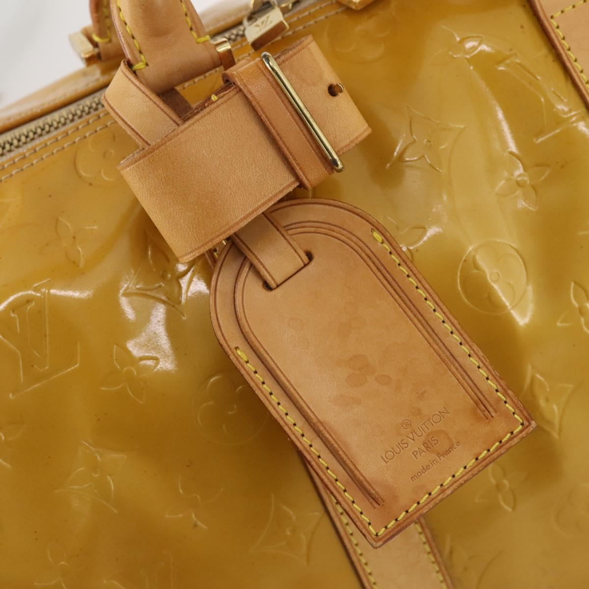 LOUIS VUITTON Monogram Vernis Mercer Boston Bag Beige M91000 LV Auth 167011A
