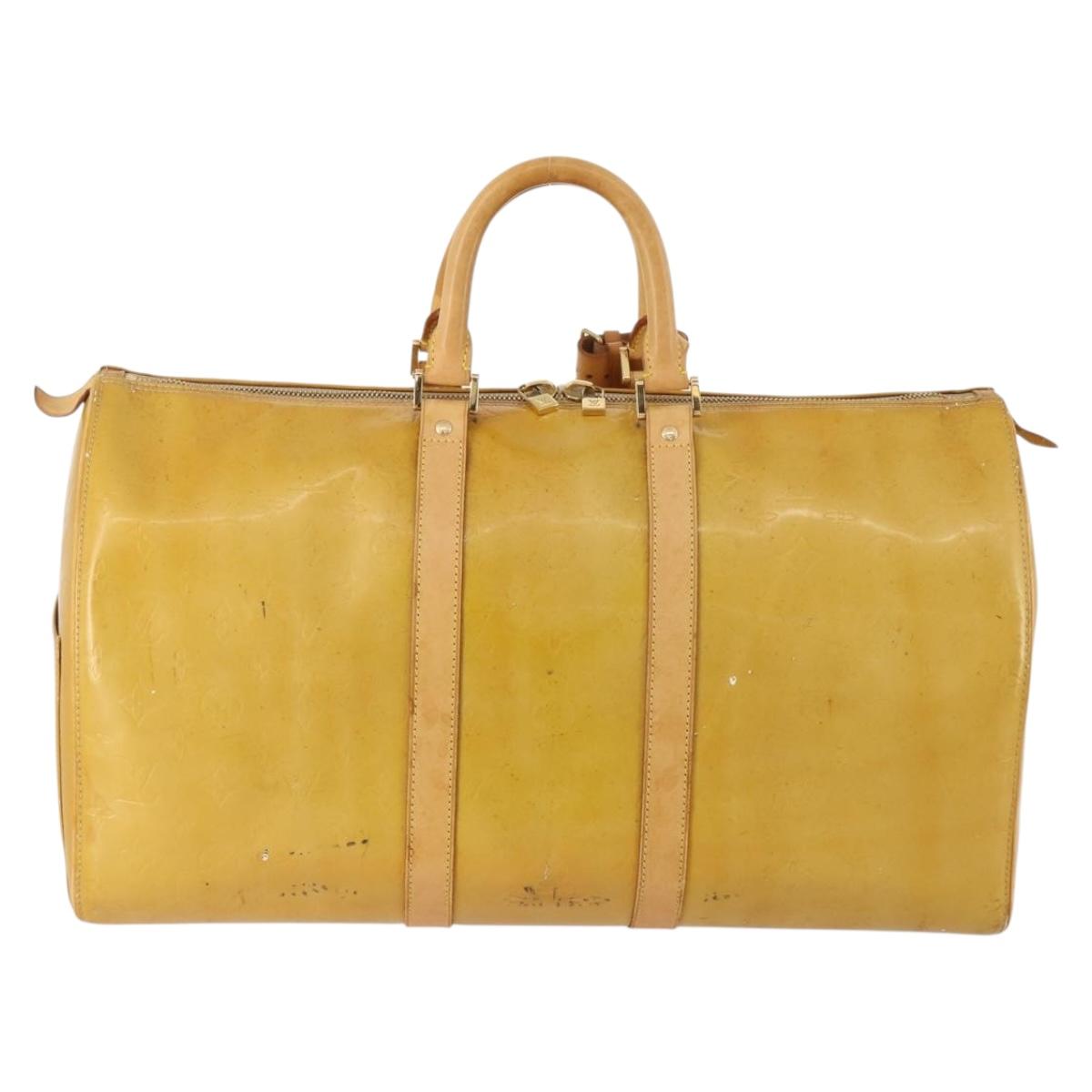 LOUIS VUITTON Monogram Vernis Mercer Boston Bag Beige M91000 LV Auth 167011A