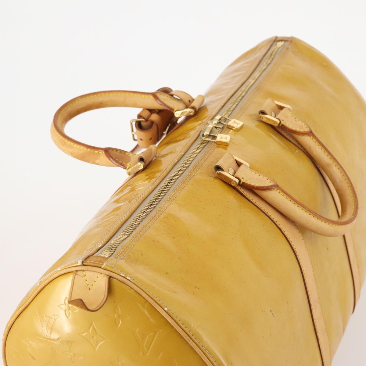 LOUIS VUITTON Monogram Vernis Mercer Boston Bag Beige M91000 LV Auth 167011A