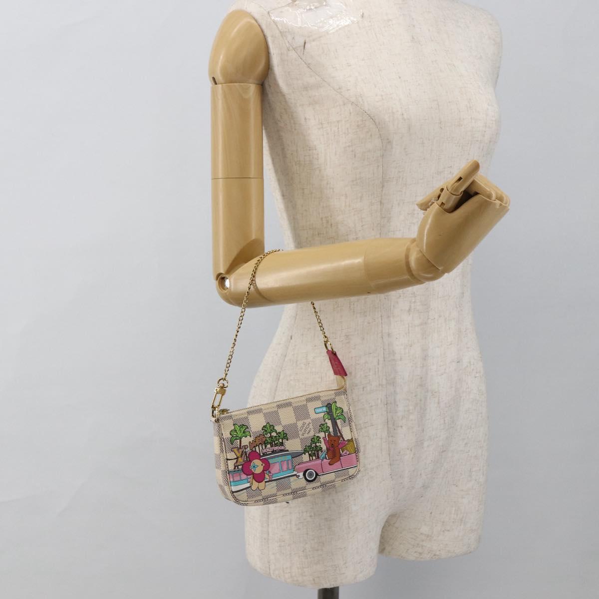 LOUIS VUITTON Azur Vivienne Mini Pochette Accessoires N60487 LV Auth 167035SM