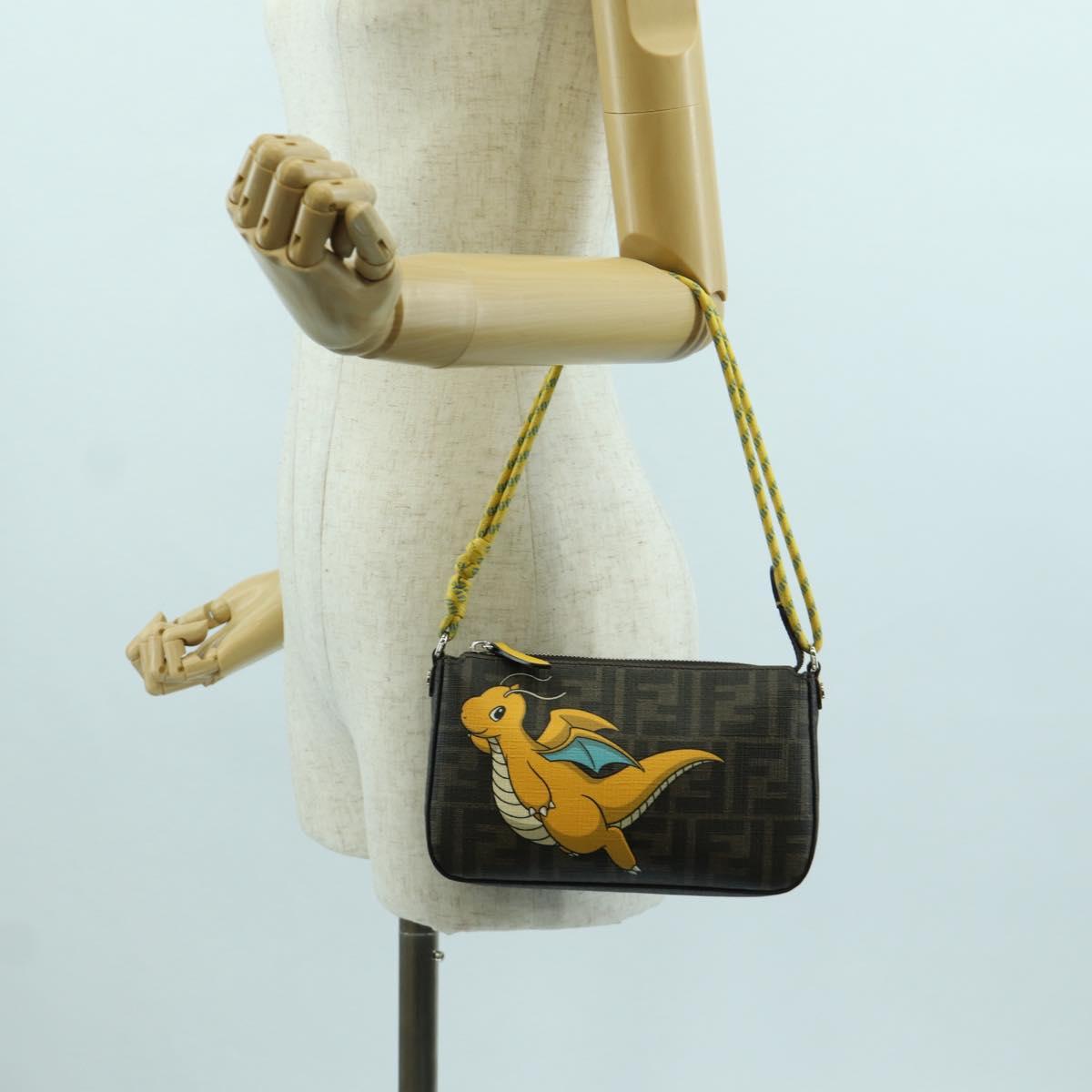 FENDI Zucca Canvas Dragonfly FENDI x FRGMT x POKテ窺ON Bag Black Auth 167090SM