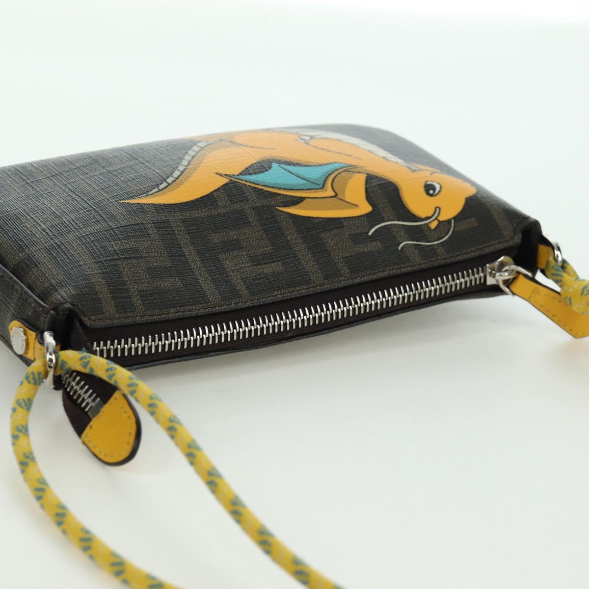 FENDI Zucca Canvas Dragonfly FENDI x FRGMT x POKテ窺ON Bag Black Auth 167090SM